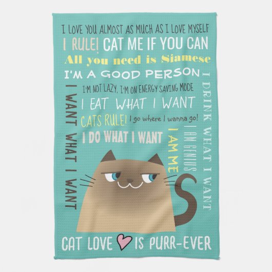 Siamees Kat Grappig Theedoek (Verticaal)