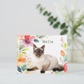 Siamees Kat Groet Briefkaart (Staand voorkant)