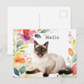 Siamees Kat Groet Briefkaart (Voorkant / Achterkant)