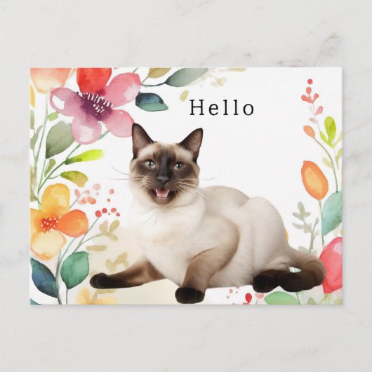 Siamees Kat Groet Briefkaart (Voorkant)