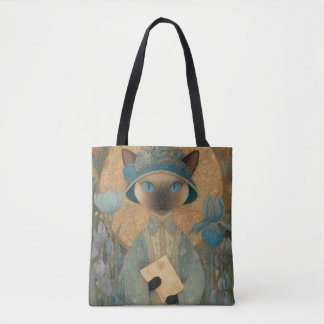 Siamees kat in Art Nouveau-stijl - Elegante katten Tote Bag