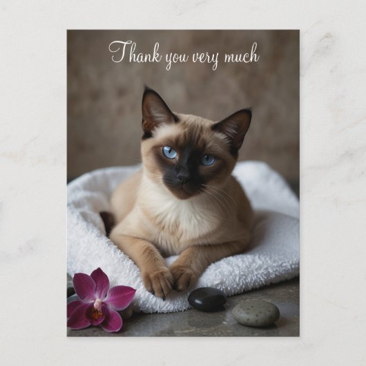 Siamees kat in Spa Bedankt Briefkaart (Voorkant)