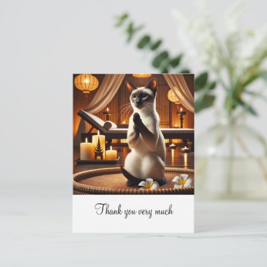 Siamees kat in Spa Bedankt  Briefkaart (Staand voorkant)