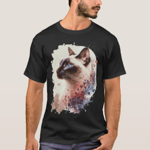 Siamees Kat Japanse Kersenbloesem Bloemige Waterve T-shirt