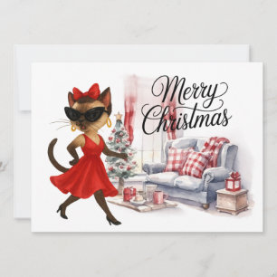 Siamees Kat Kerstgroet vanuit haar huis Feestdagenkaart