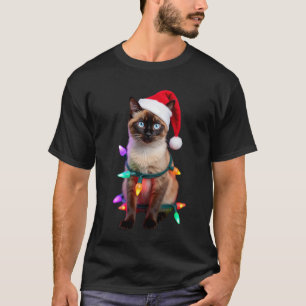 Siamees Kat Kerstlichten Kerstmis Kat Liefhebber T T-shirt