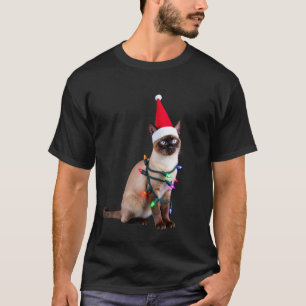 Siamees Kat Kerstlichten Kerstmis Kat Liefhebber T T-shirt