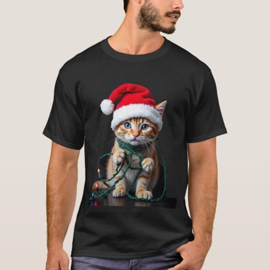 Siamees Kat Kerstmis V-Hals T-shirt (Voorkant)