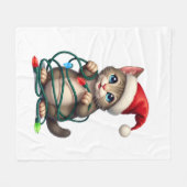 Siamees Kat Kerstmis V-Neck (2) Fleece Deken (Voorkant (Horizontaal))