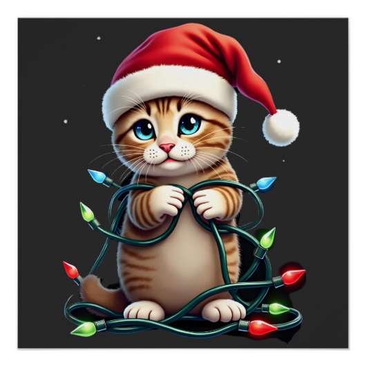 Siamees Kat Kerstmis V-Neck (3) Perfect Poster (Voorkant)