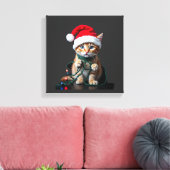 Siamees Kat Kerstmis V-Nek Canvas Afdruk (Insitu (Woonkamer))