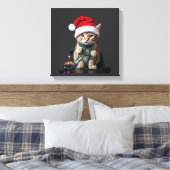 Siamees Kat Kerstmis V-Nek Canvas Afdruk (Insitu (Slaapkamer))