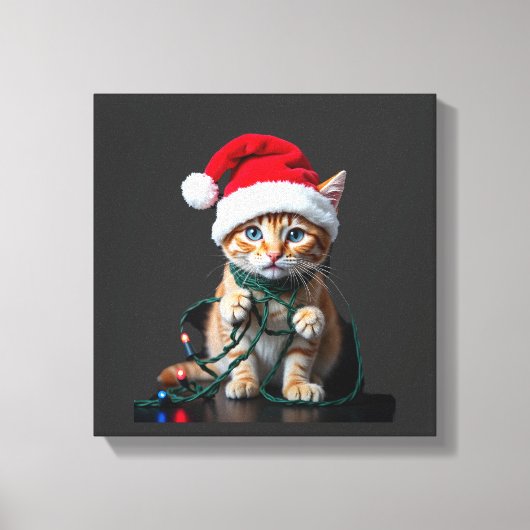 Siamees Kat Kerstmis V-Nek Canvas Afdruk (Voorkant)