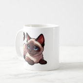 Siamees kat koffiemok (Voorkant links)