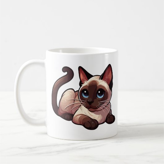 Siamees kat koffiemok (Links)