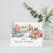 Siamees kat met 'Gelukkige verjaardag' tekst Briefkaart (Staand voorkant)