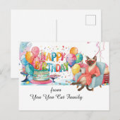 Siamees kat met 'Gelukkige verjaardag' tekst Briefkaart (Voorkant / Achterkant)