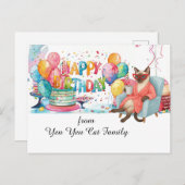 Siamees kat met verjaardagswens briefkaart (Voorkant / Achterkant)