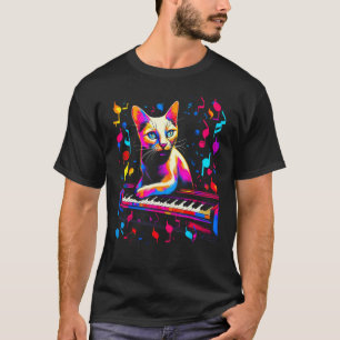 Siamees Kat Muziek Piano T-shirt