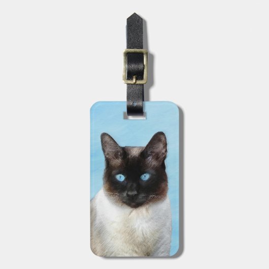 Siamees Kat Schilderij - Mooie Originele Kat Kunst Bagagelabel (Voorkant verticaal)