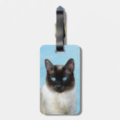 Siamees Kat Schilderij - Mooie Originele Kat Kunst Bagagelabel (Achterkant verticaal)
