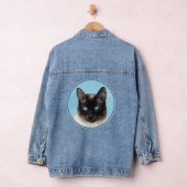 Siamees Kat Schilderij Originele Dier Kunst Denim Jacket (Hangar)