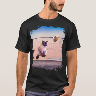 Siamees kat speelt beachvolleybal t-shirt