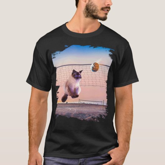Siamees kat speelt beachvolleybal t-shirt (Voorkant)