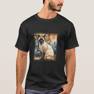 Siamees Kat Tuin Bloemen Schilderen Huisdier Moede T-shirt