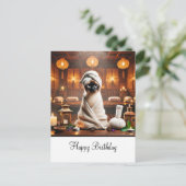 Siamees kat verjaardagsfeest in Spa Briefkaart (Staand voorkant)