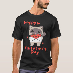 Siamees Kat Voor Valentijnsdag Schattige Dieren Me T-shirt