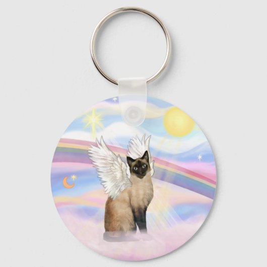 Siamees Kat - Wolken Sleutelhanger (Voorkant)