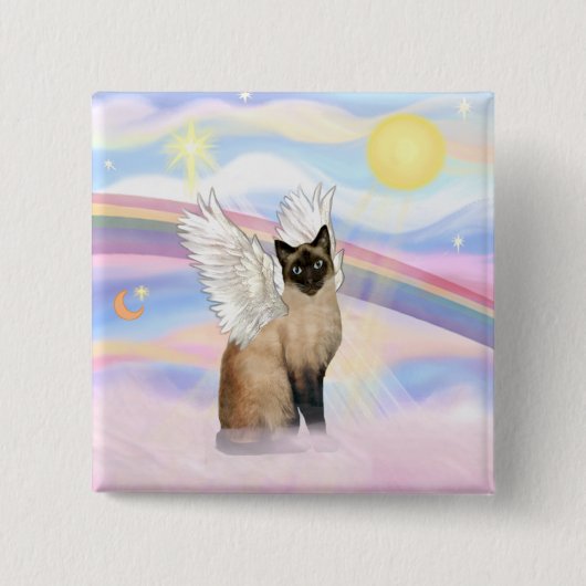 Siamees Kat - Wolken Vierkante Button 5,1 Cm (Voorkant)