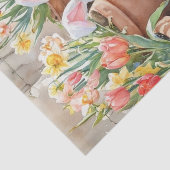 Siamees Konijn Schattige Paaskat met Tulpen Tissuepapier (Detail)