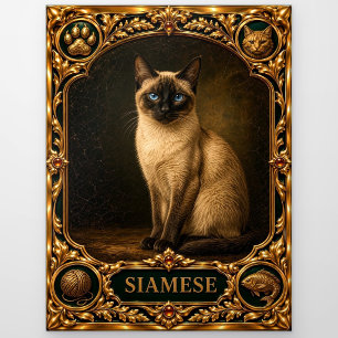 Siamees, met juwelen versierde erfstuk kunst briefkaart