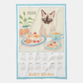 Siamees Pootjes & Theetijd Keukenhanddoek Kalender