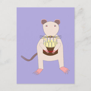 Siamees rat met verjaardagstaart briefkaart