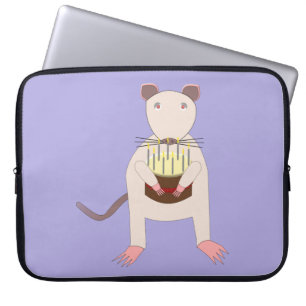 Siamees rat met verjaardagstaart laptop sleeve