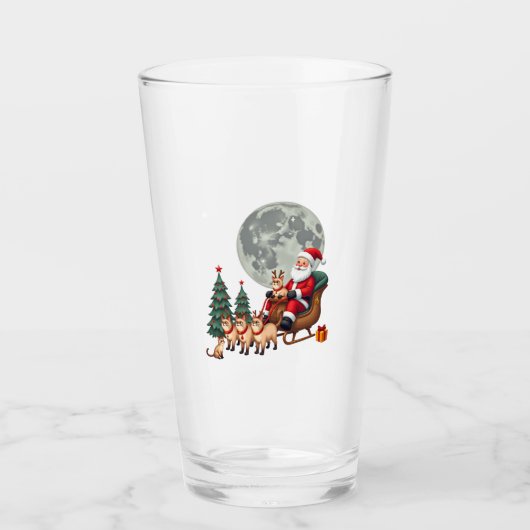 Siamees Rendier Kerstmis Siamees Kat Liefhebber Ca Glas (Voorkant)