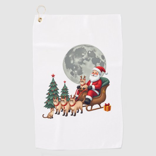 Siamees Rendier Kerstmis Siamees Kat Liefhebber Ca Golfhanddoek (Voorkant)