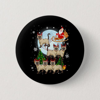 Siamees Rendier Kerstmis Siamees Kat Liefhebber Ca Ronde Button 5,7 Cm