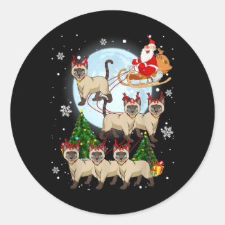Siamees Rendier Kerstmis Siamees Kat Liefhebber Ca Ronde Sticker