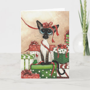 Siamees rood lint feestdagen kaart