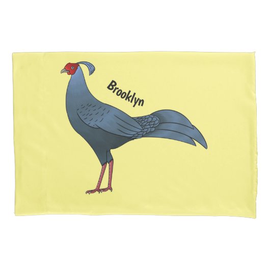 Siamees vuurstaartfazant vogel cartoon illustratie kussensloop (Voorkant)