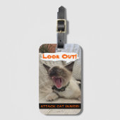 Siamese Attack Cat Warning Close-up foto Bagagelabel (Voorkant (verticaal))