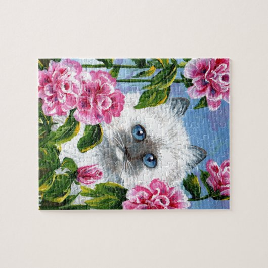 Siamese Birmese ragdoll Cat Rozen Creationarts Legpuzzel (Horizontaal)