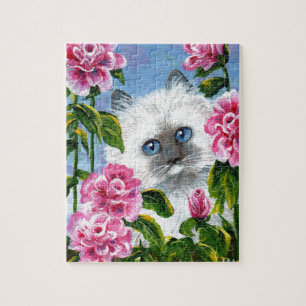 Siamese Birmese ragdoll Cat Rozen Creationarts Legpuzzel