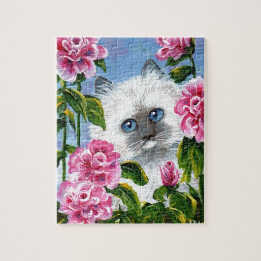 Siamese Birmese ragdoll Cat Rozen Creationarts Legpuzzel (Verticaal)