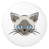 Siamese Blue Eyed Cat Face Dark op Light Graphic Keramische Knop (Voorkant)