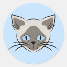 Siamese Blue Eyed Cat Face Dark op Light Graphic